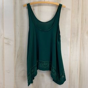 Intimately Free People Green Tank Top XS Lace